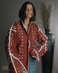 Brown White - Applique Quilt Jacket