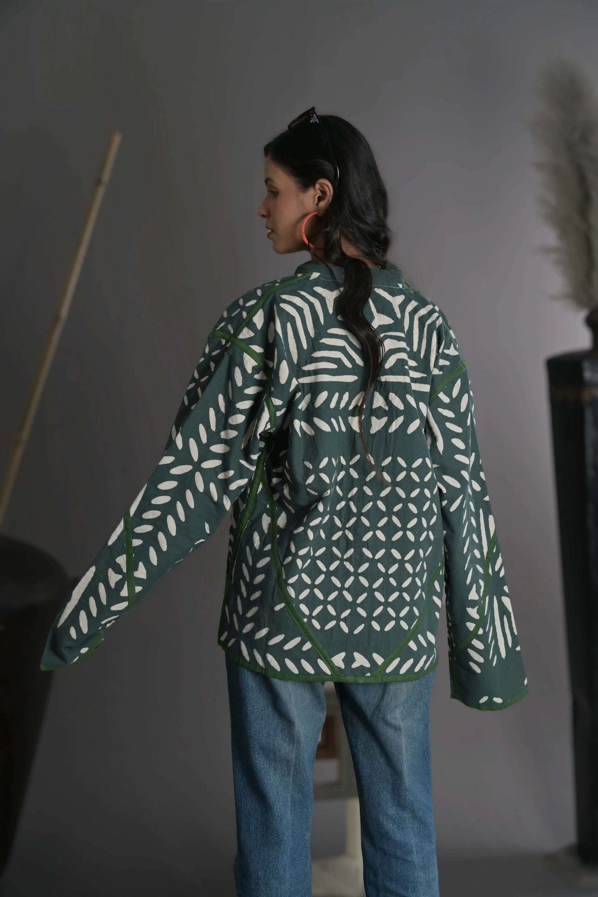 Green White - Applique Quilt Jacket