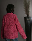 Red Pink - Applique Quilt Jacket