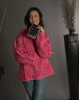 Red Pink - Applique Quilt Jacket