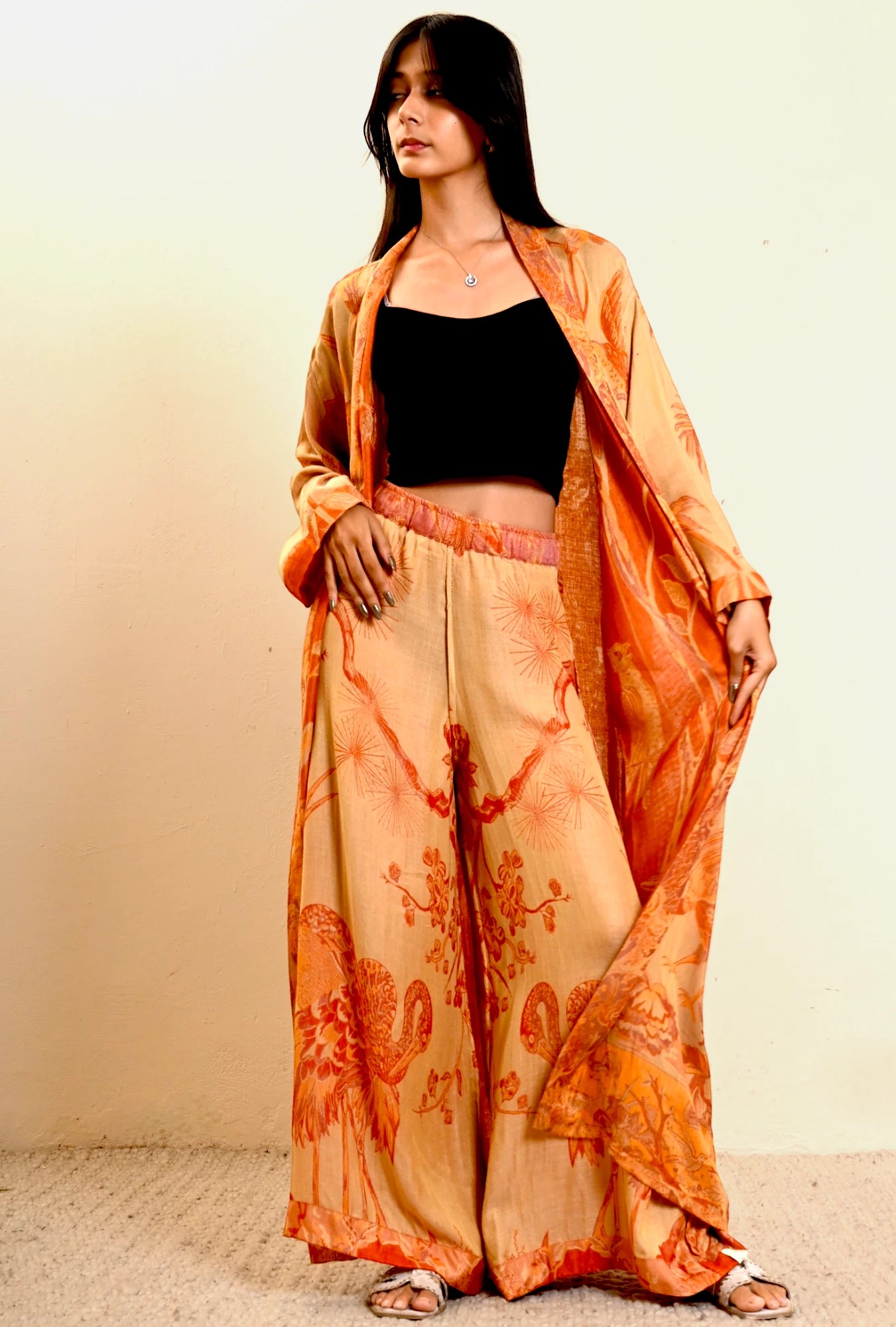 &#39;Orange light&#39; - Birds of Paradise Pants