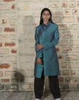 Blue  - Devi Blue Silk - Swing Coat Jacket