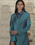 Blue  - Devi Blue Silk - Swing Coat Jacket