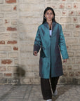 Blue  - Devi Blue Silk - Swing Coat Jacket