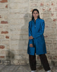 Green - Peacock Blue Silk - Swing Coat Jacket