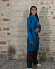 Green - Peacock Blue Silk - Swing Coat Jacket