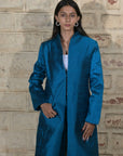 Green - Peacock Blue Silk - Swing Coat Jacket