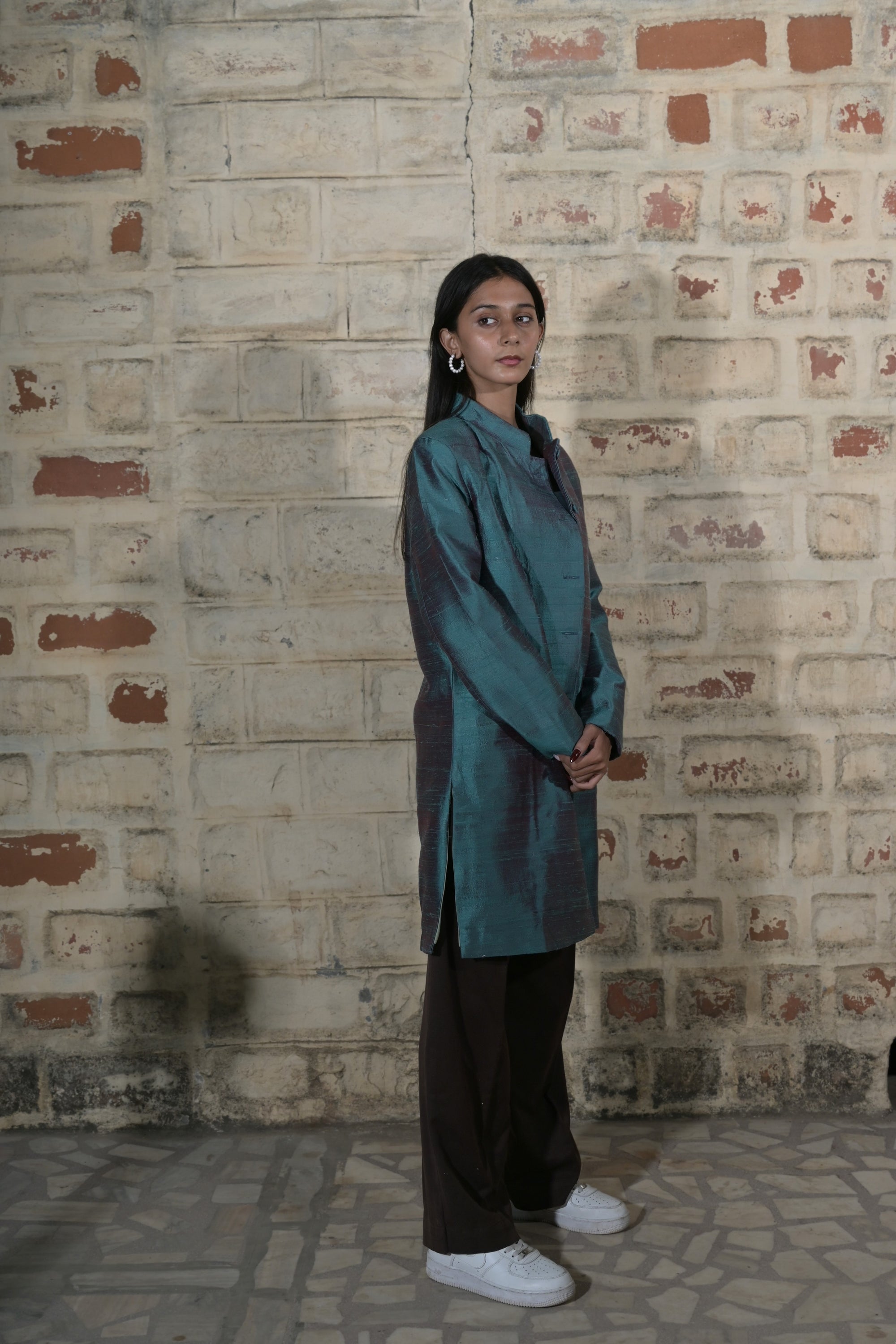 Blue - Devi Blue Silk  - Jodhpur Coat Jacket