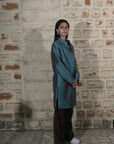 Blue - Devi Blue Silk  - Jodhpur Coat Jacket