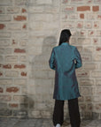 Blue - Devi Blue Silk  - Jodhpur Coat Jacket