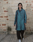 Blue - Devi Blue Silk  - Jodhpur Coat Jacket