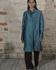 Blue - Devi Blue Silk  - Jodhpur Coat Jacket