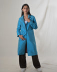 Blue-Paradise Blue Silk - Taylor Coat Jacket