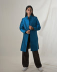 Green - Peacock Blue Silk - Jodhpur Coat Jacket