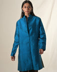 Green - Peacock Blue Silk - Jodhpur Coat Jacket