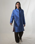 Blue - Jodhpur Blue Silk  - Jodhpur Coat Jacket