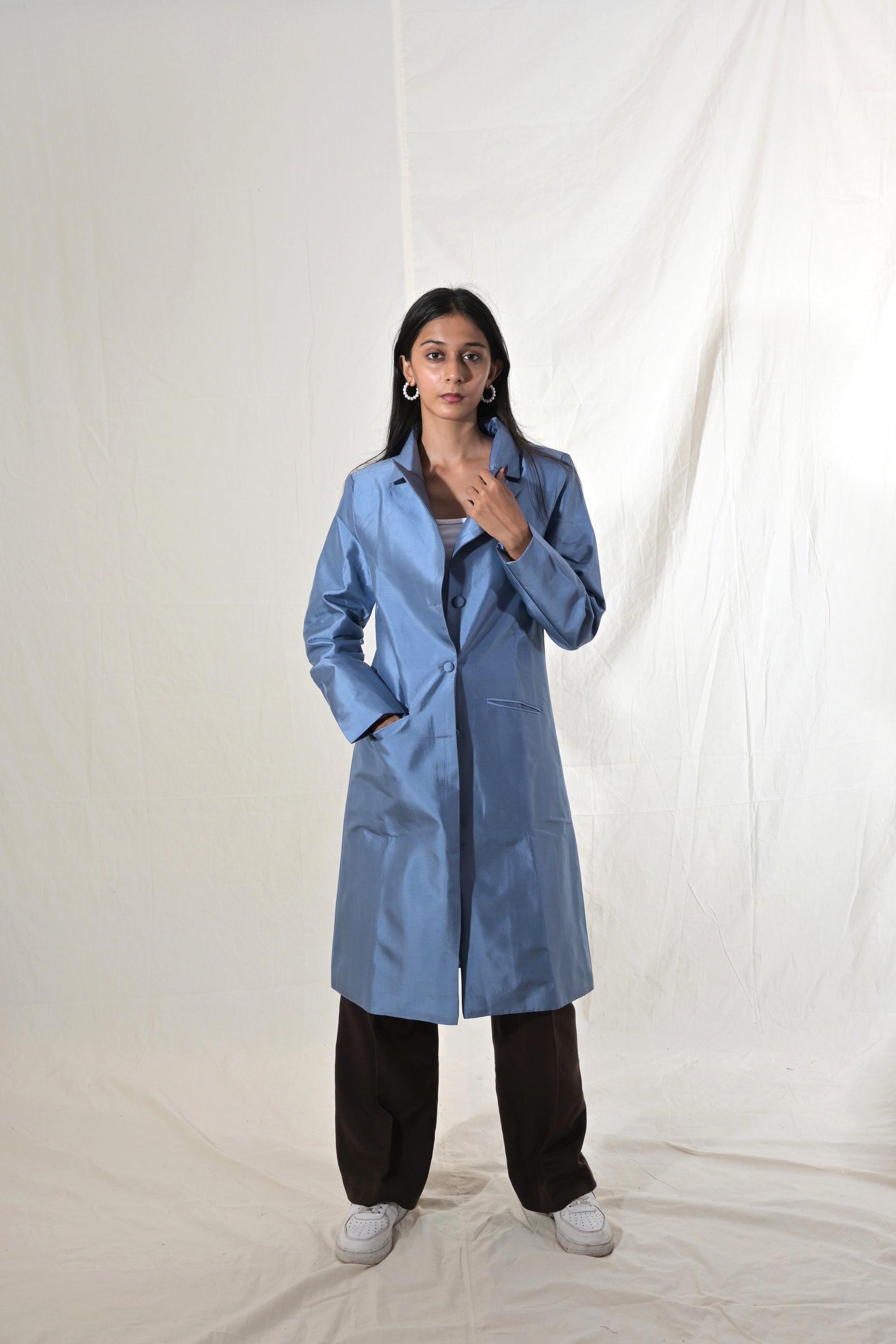 Blue - Carolina Blue - Silk - Taylor Coat Jacket