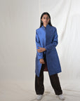 Blue - Jodhpur Blue Silk - Swing Coat Jacket