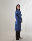 Blue - Jodhpur Blue Silk - Swing Coat Jacket