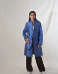 Blue - Jodhpur Blue Silk - Swing Coat Jacket