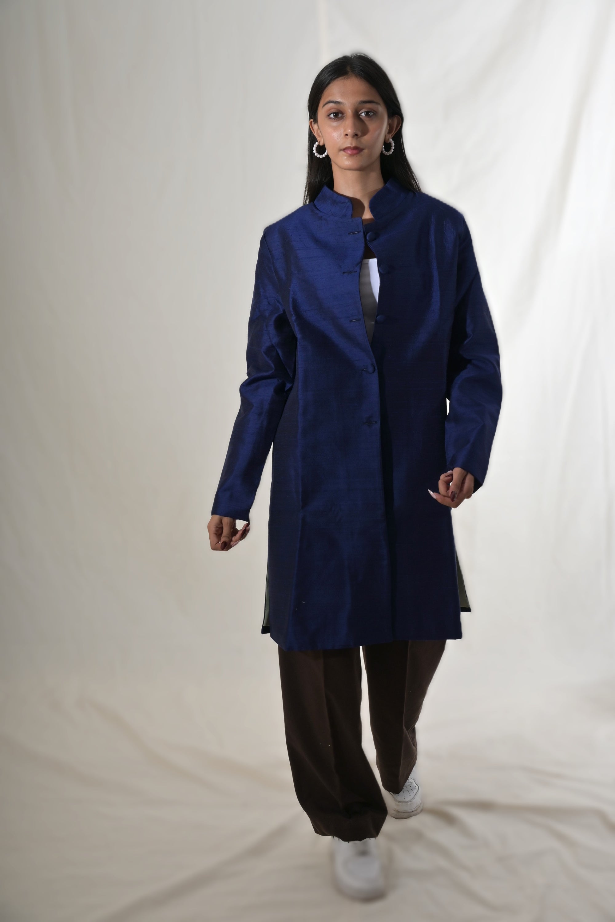 Navy - Royal Blue Silk  - Jodhpur Coat Jacket