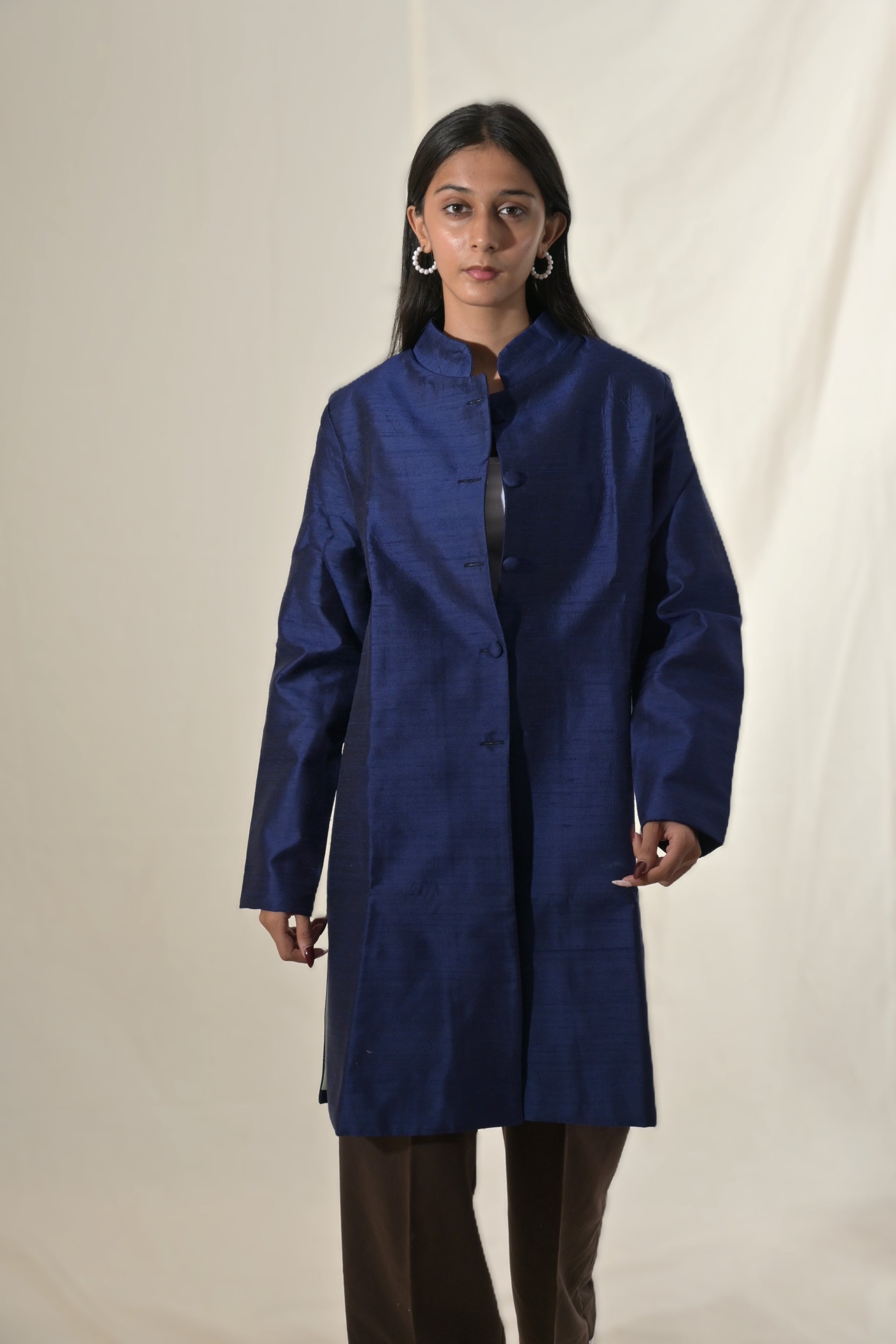 Navy - Royal Blue Silk  - Jodhpur Coat Jacket