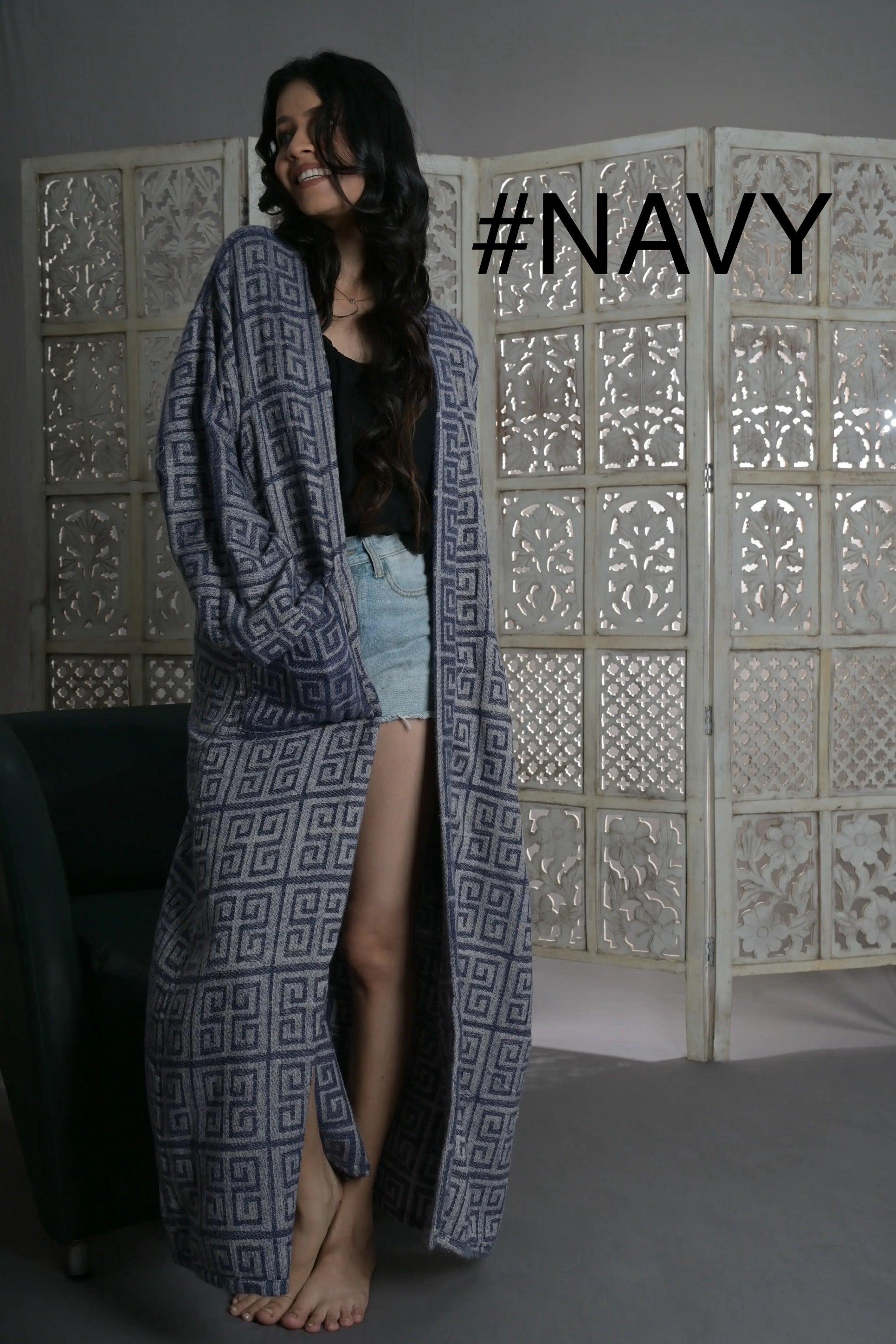 Navy - Wool Robe Kaftan