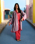 Baby Pink & Red - Robe Kaftan