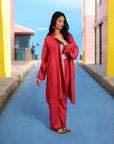 Baby Pink & Red - Robe Kaftan