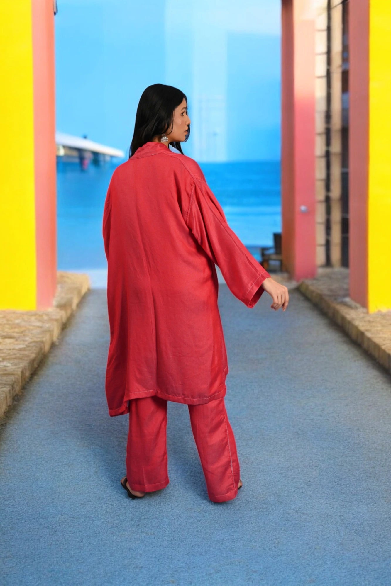 Baby Pink &amp; Red - Robe Kaftan