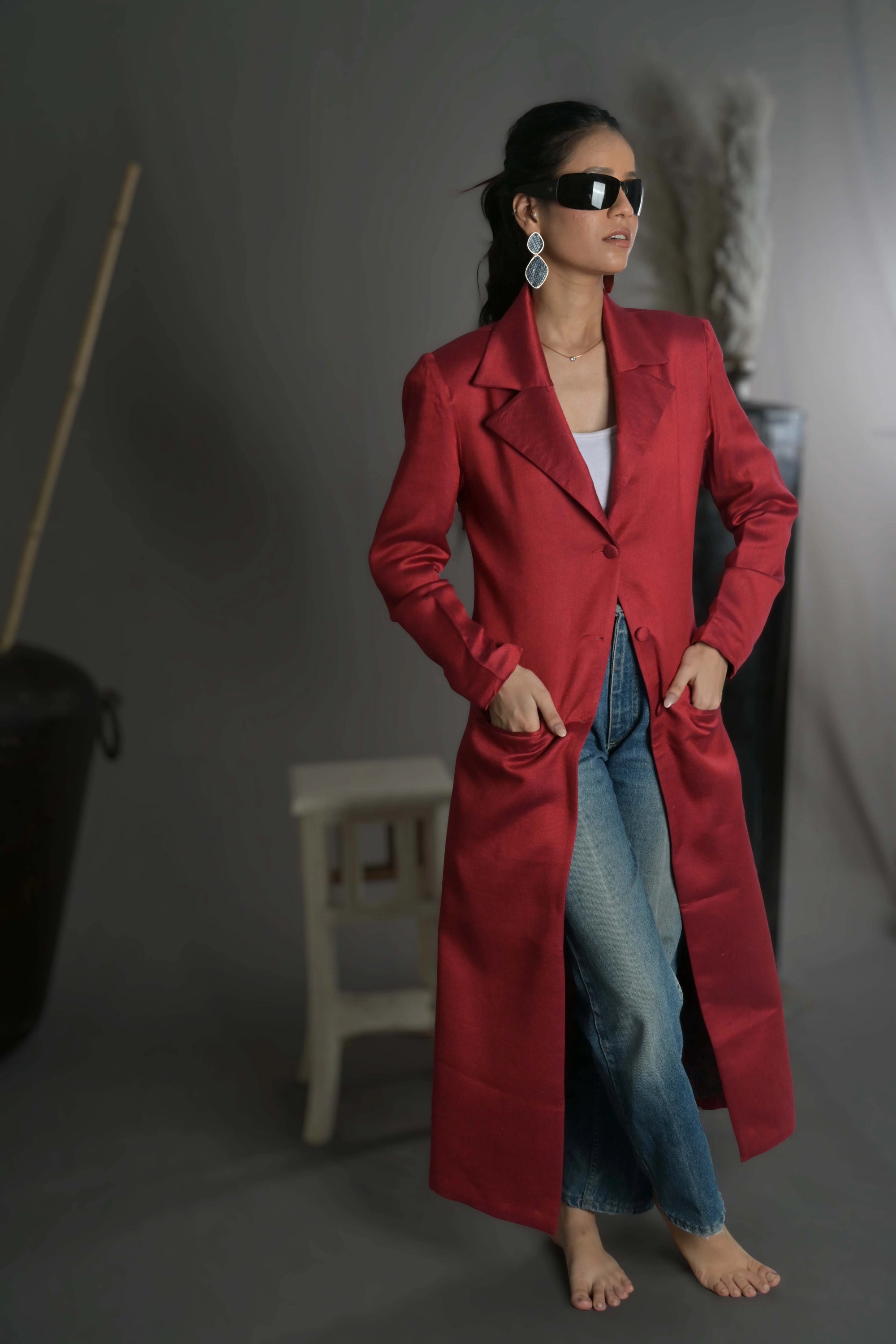 Baby Pink and Red - Taylor Coat Jacket