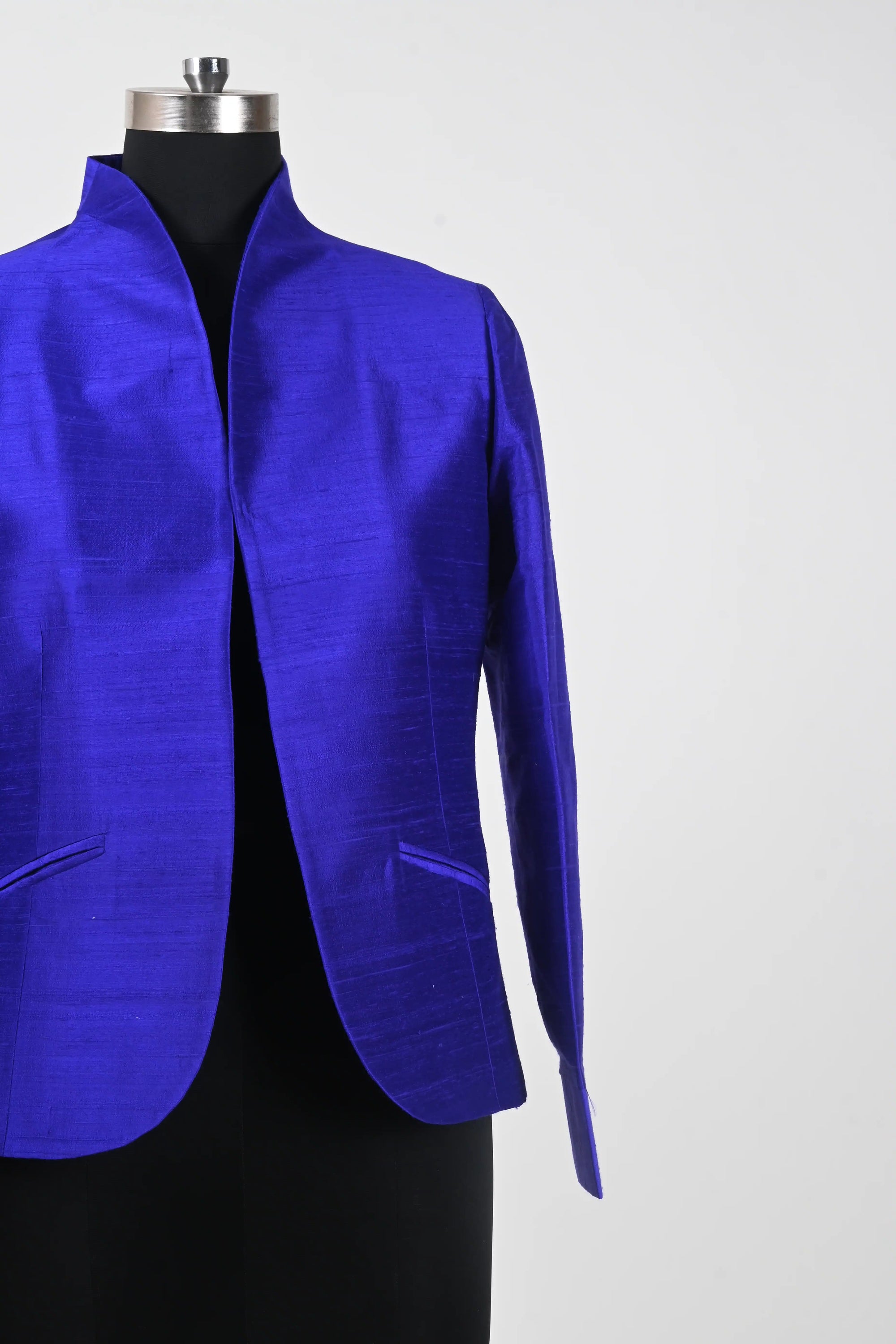 Blue- Sapphire blue Silk - Swing Coat Jacket