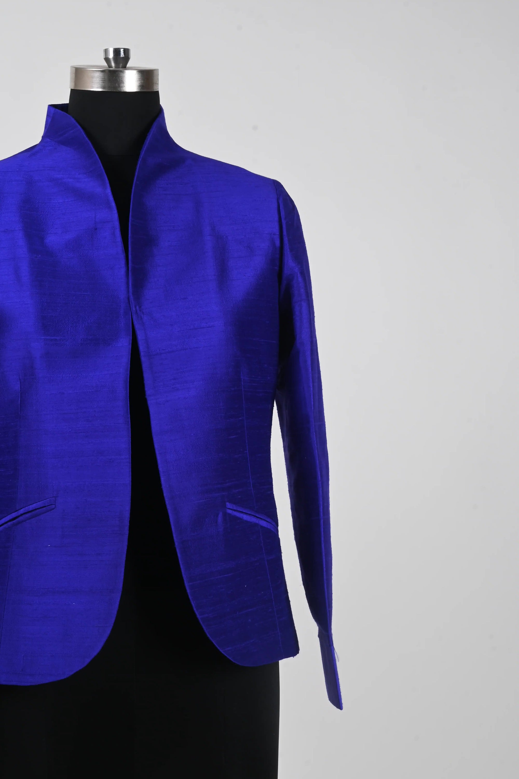 Blue- Sapphire blue Silk - Swing Coat Jacket