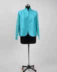 Blue - Electric Blue Silk - Swing Coat Jacket