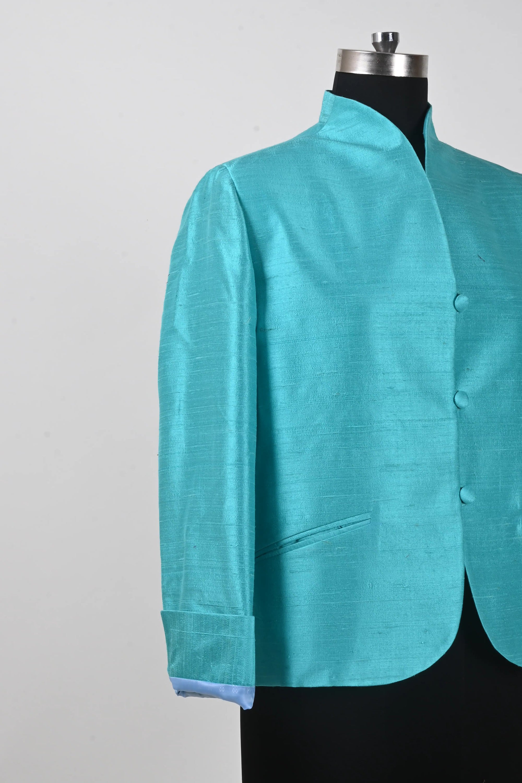 Blue - Electric Blue Silk - Swing Coat Jacket