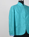 Blue - Electric Blue Silk - Swing Coat Jacket