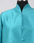 Blue - Electric Blue Silk - Swing Coat Jacket