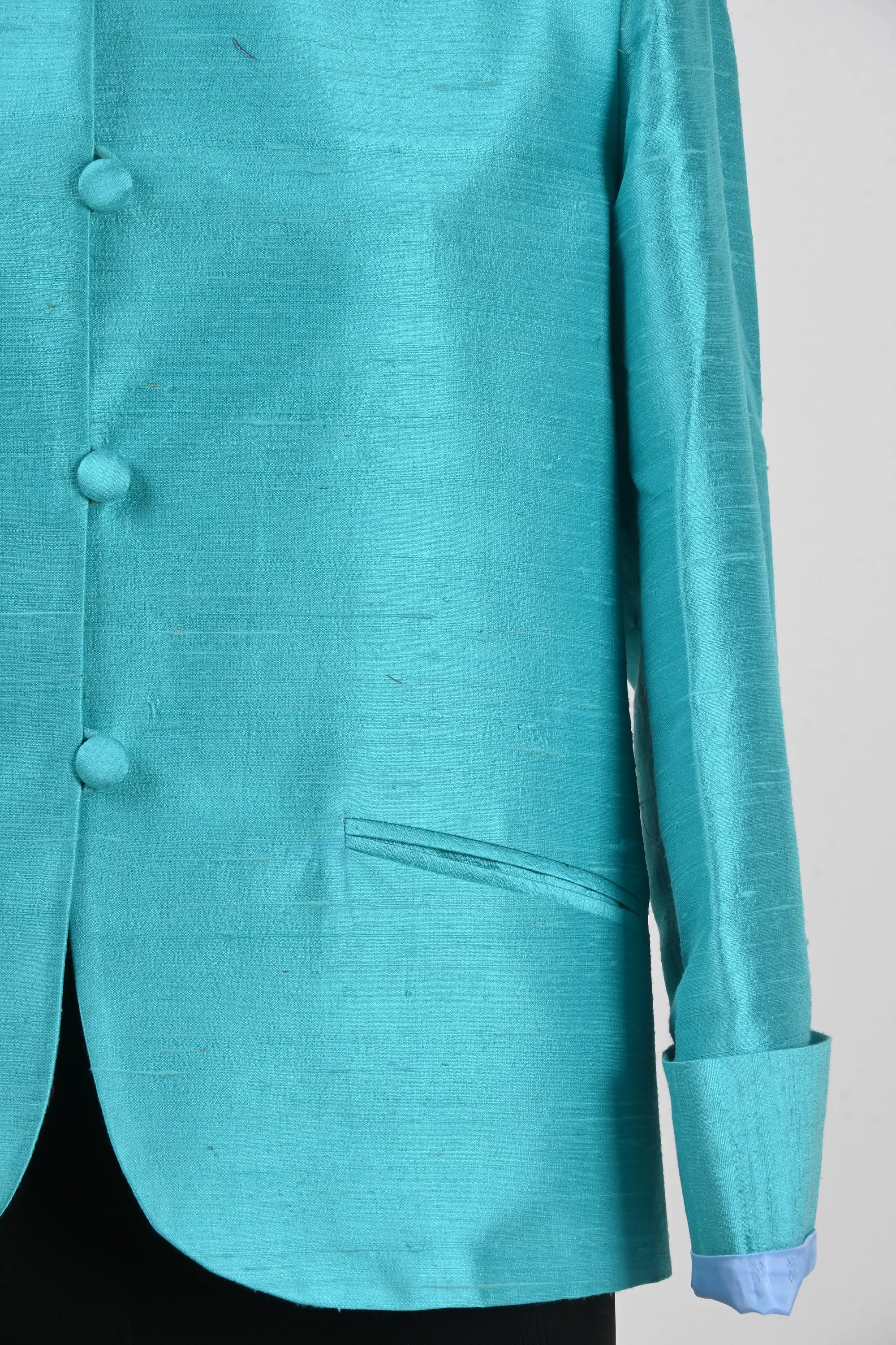 Blue - Electric Blue Silk - Swing Coat Jacket