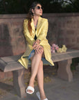 Yellow - Lemon Yellow Silk - Taylor Coat Jacket