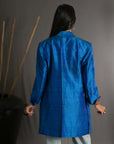 Green - Peacock Blue Silk - Jodhpur Coat Jacket