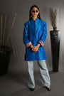 Green - Peacock Blue Silk - Jodhpur Coat Jacket