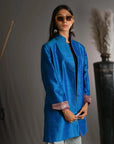 Green - Peacock Blue Silk - Jodhpur Coat Jacket