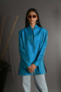 Blue - Paradise Blue Silk - Jodhpur Coat Jacket