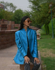 Blue - Paradise Blue Silk - Jodhpur Coat Jacket