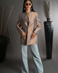 Brown - Sand Gold Silk - Jodhpur Coat Jacket