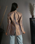 Brown - Sand Gold Silk - Jodhpur Coat Jacket