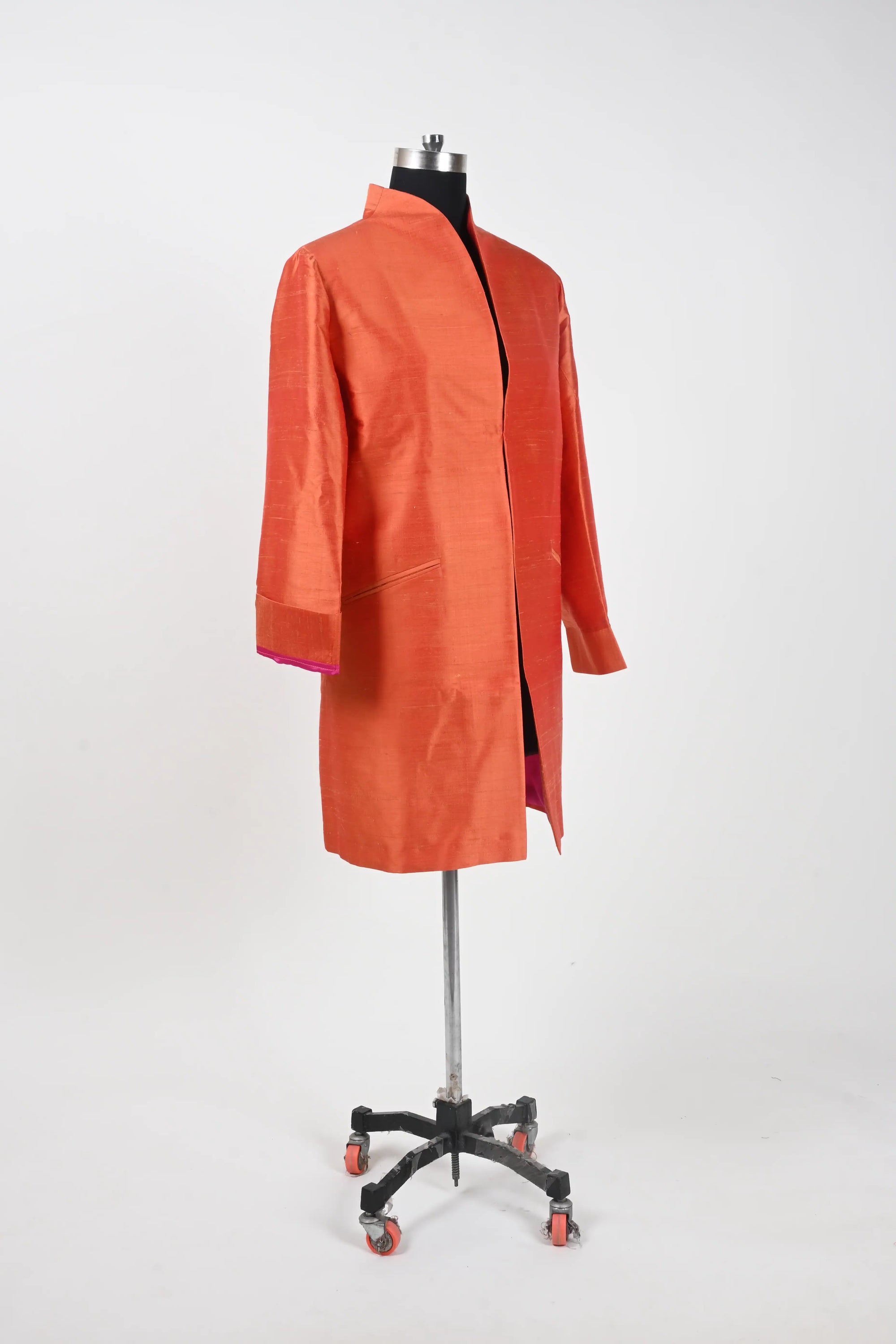 Orange - Sun city Orange Silk - Swing Coat Jacket