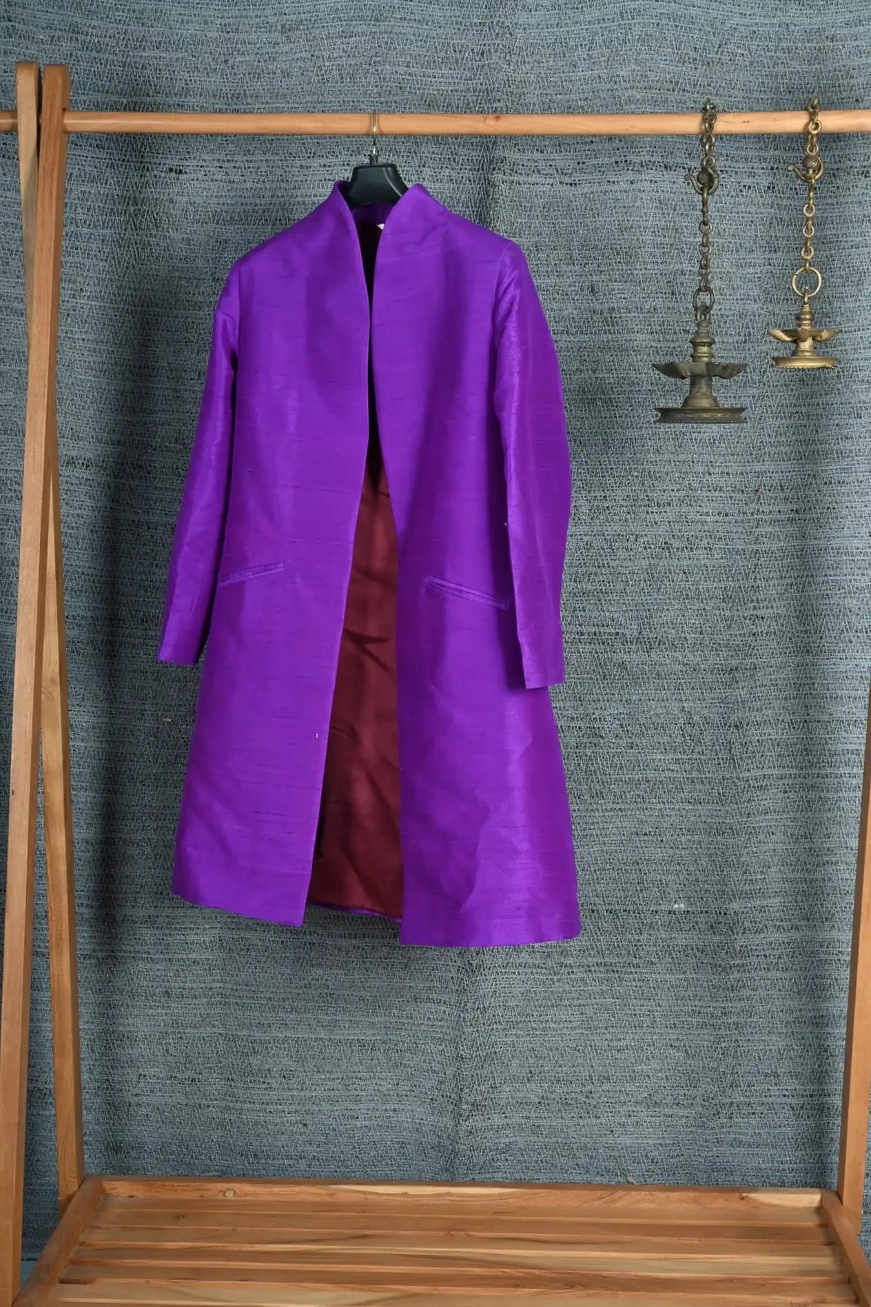 Purple - Violet Haveli Silk - Swing Coat Jacket