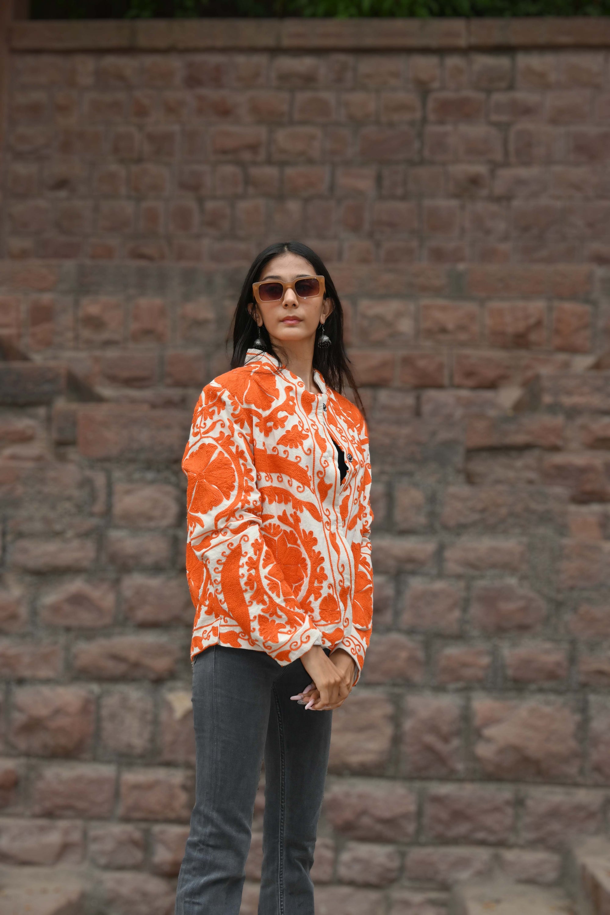 Orange White - Suzani Quilt Jacket