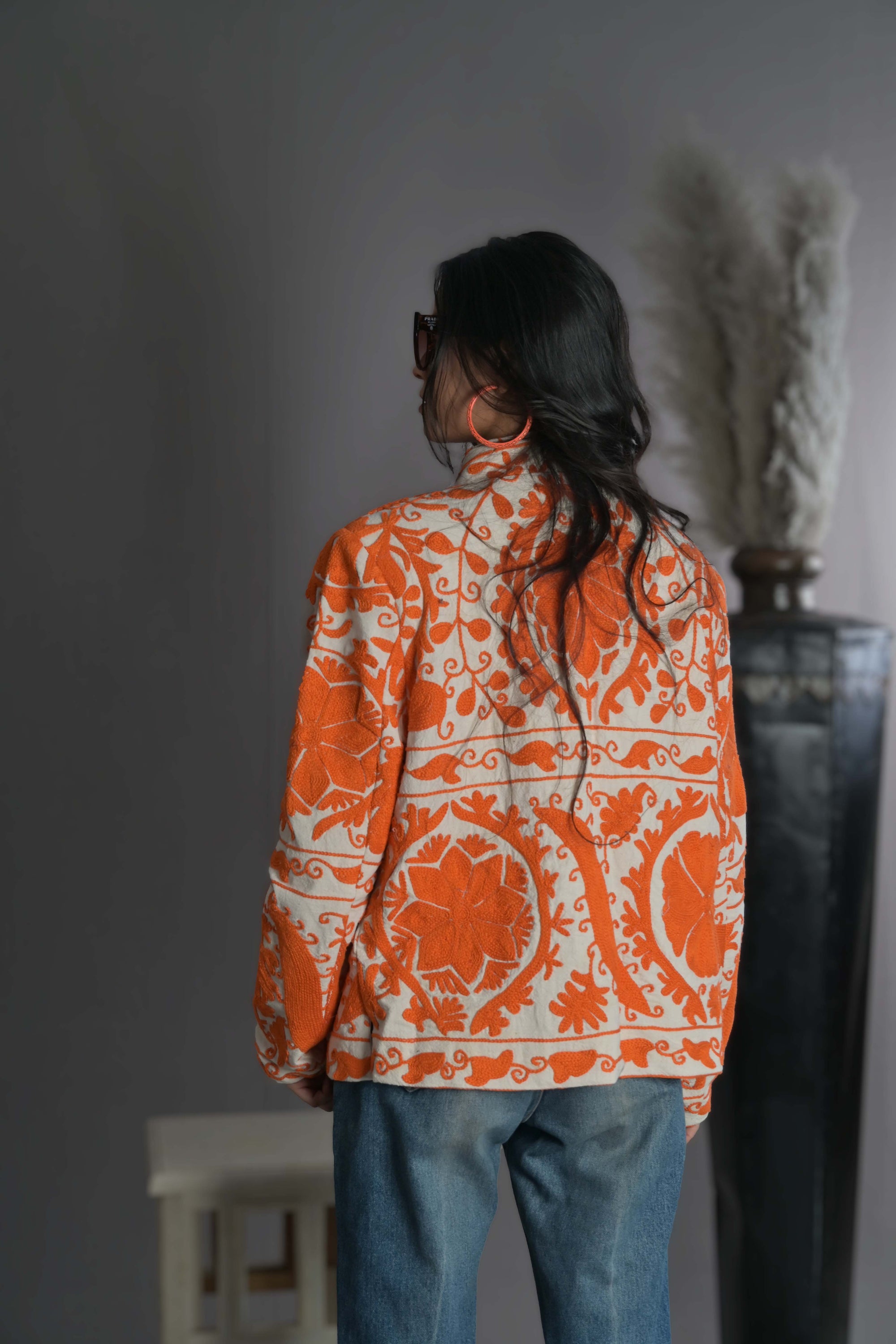 Orange White - Suzani Quilt Jacket